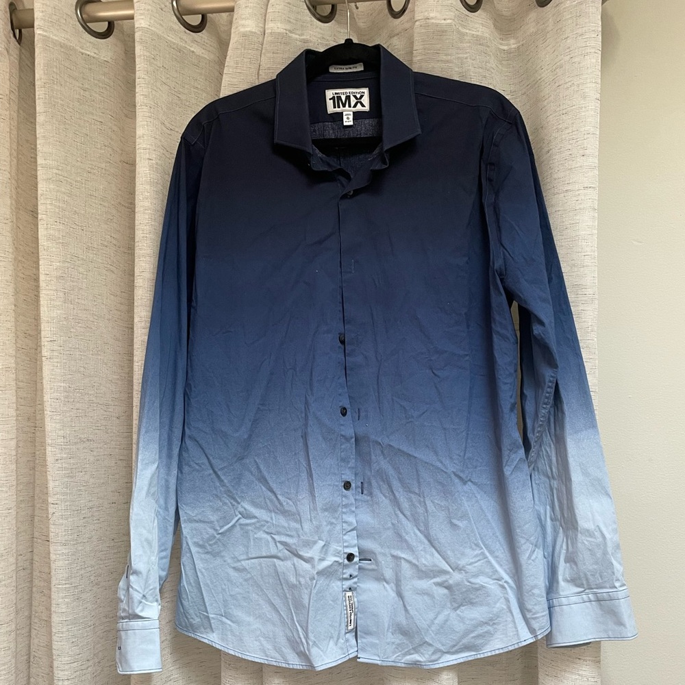 Express men’s limited edition 1MX blue ombre button up, extra slim fit